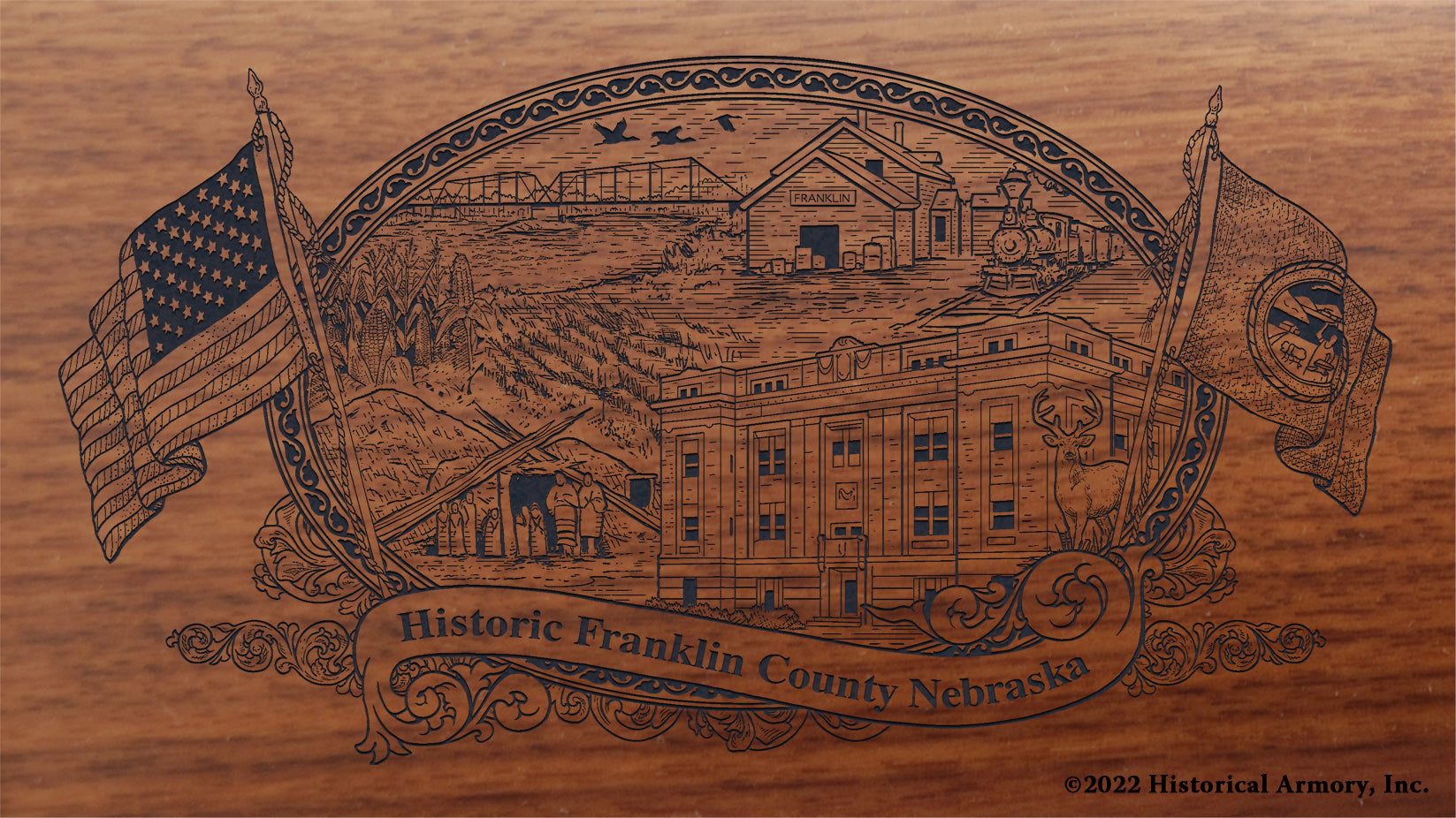 Franklin County Nebraska Engraved Rifle Buttstock