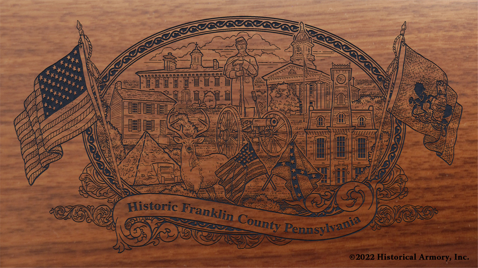 Franklin County Pennsylvania Engraved Rifle Buttstock