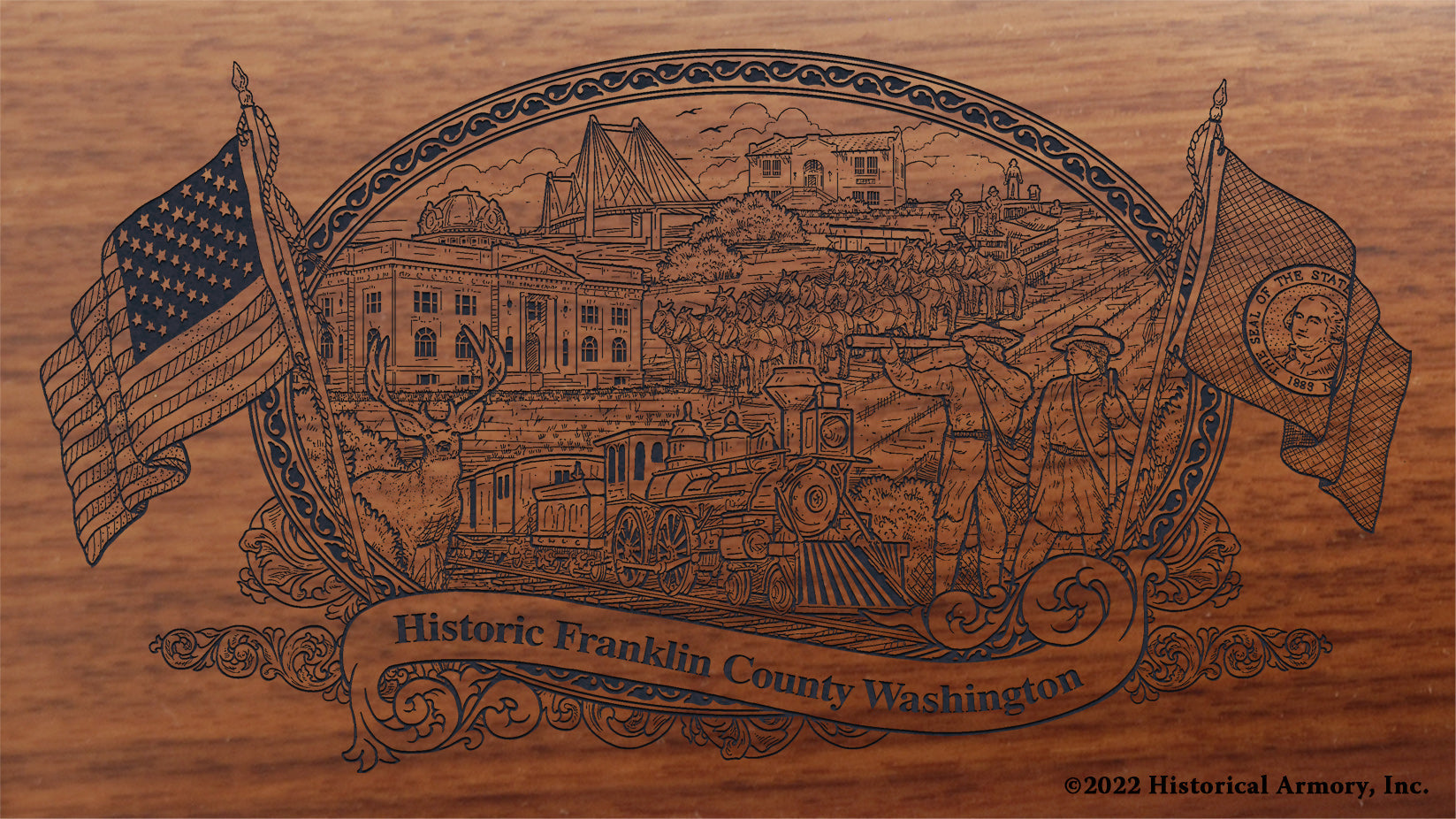 Franklin County Washington Engraved Rifle Buttstock
