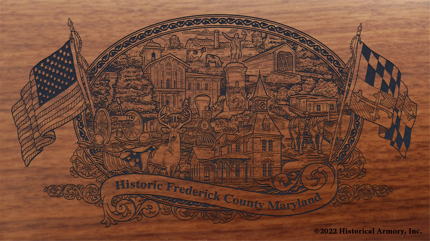 Frederick County Maryland Engraved Rifle Buttstock