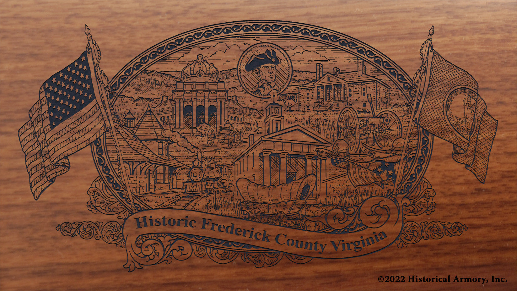 Frederick County Virginia Engraved Rifle Buttstock