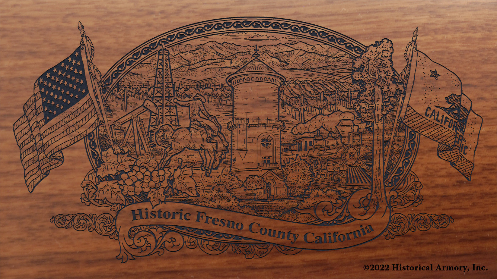 Fresno County California Engraved Rifle Buttstock