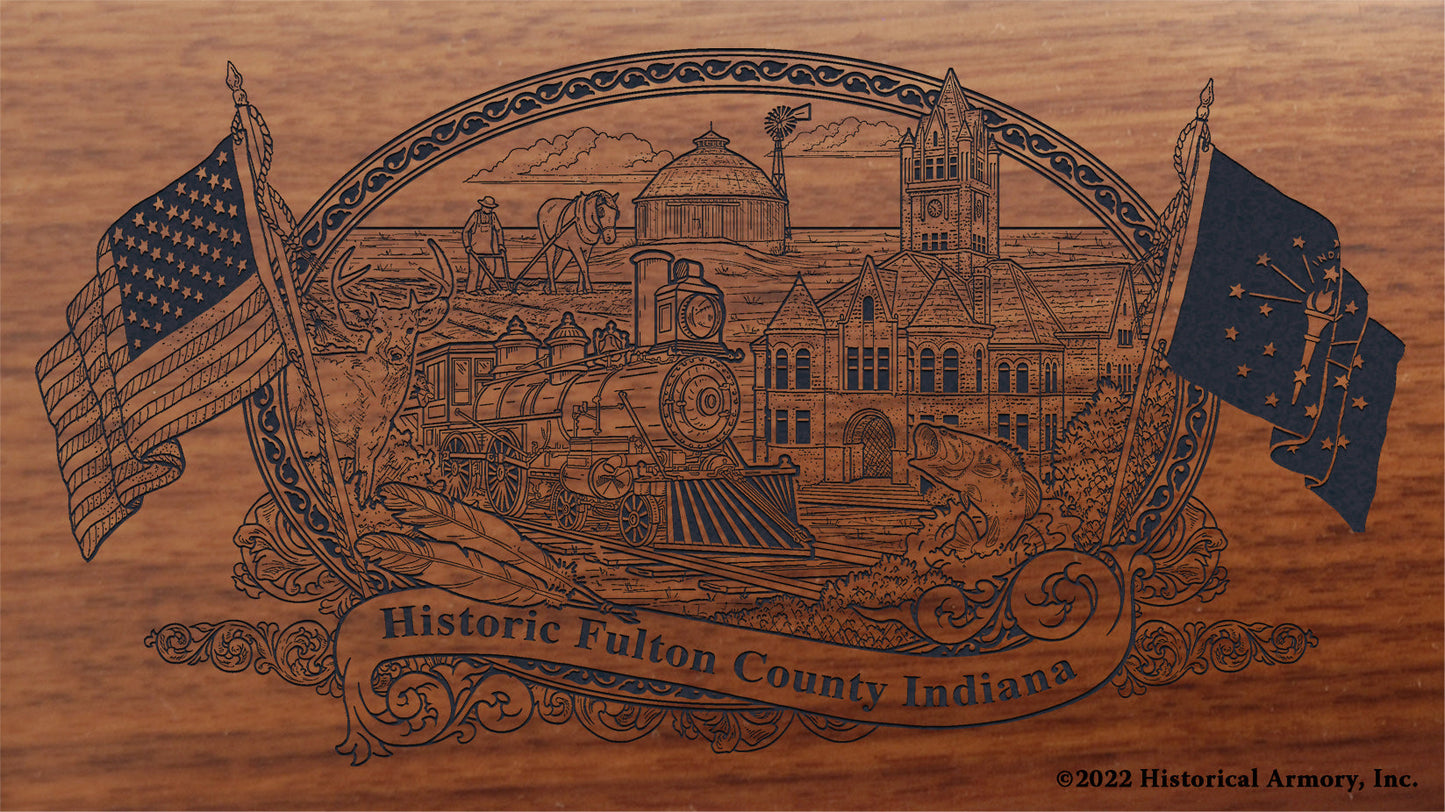 Fulton County Indiana Engraved Rifle Buttstock