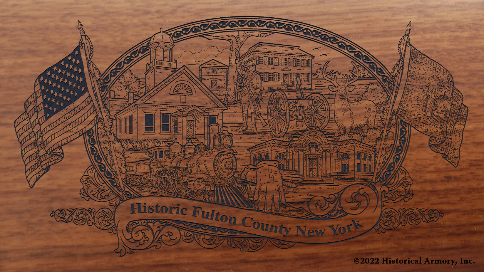 Fulton County New York Engraved Rifle Buttstock