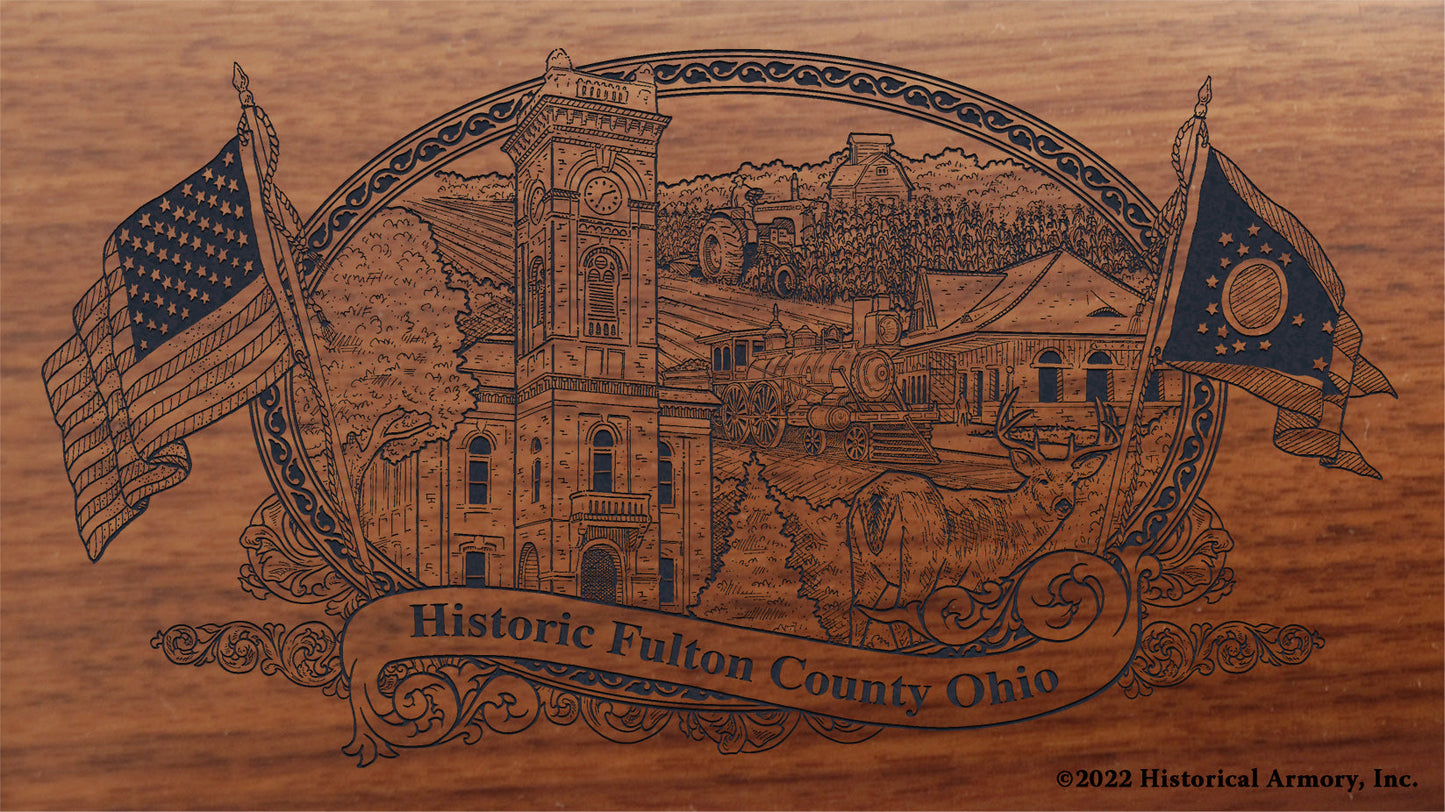 Fulton County Ohio Engraved Rifle Buttstock