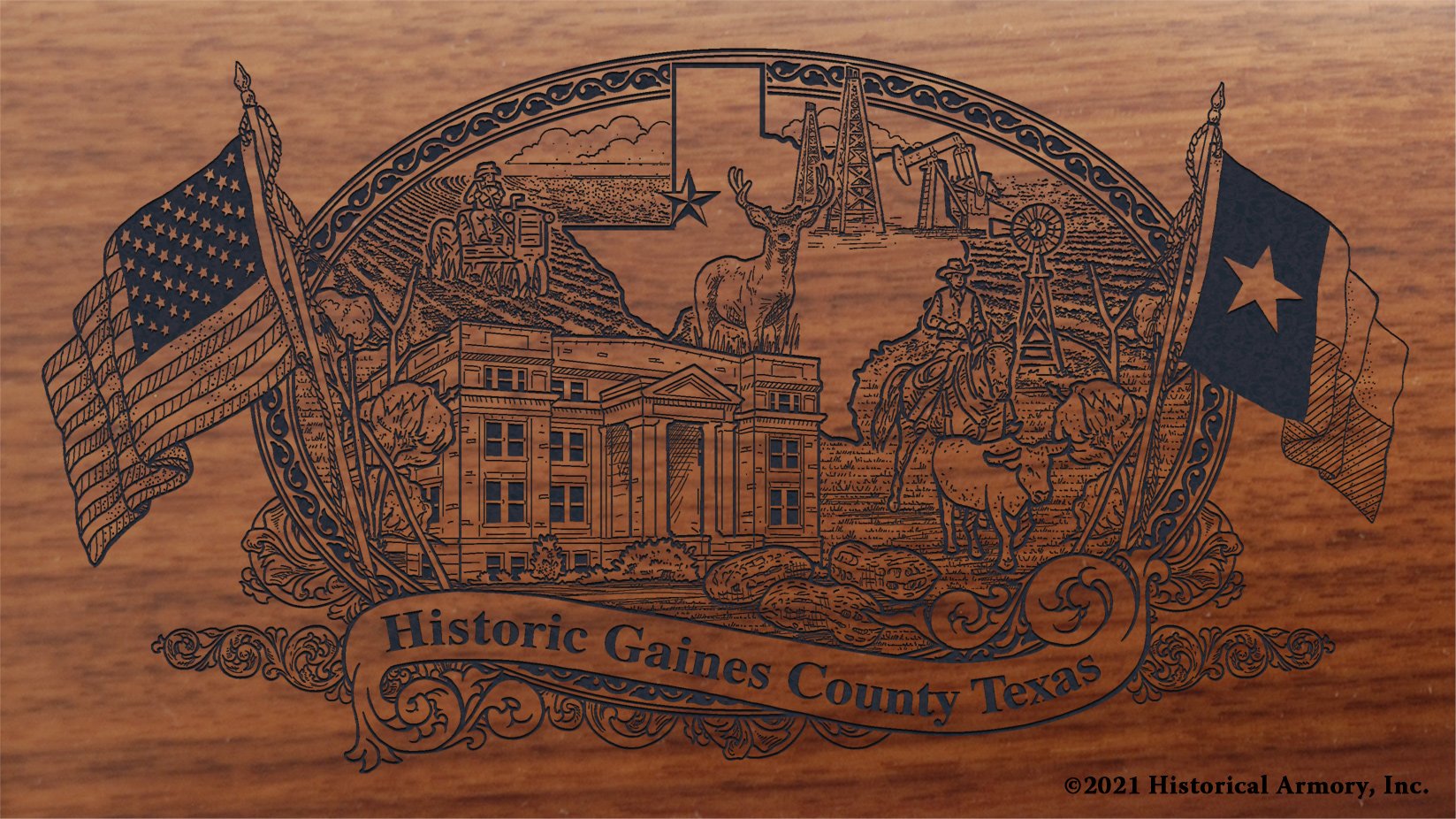 Engraved artwork | History of Gaines County Texas | Historical Armory