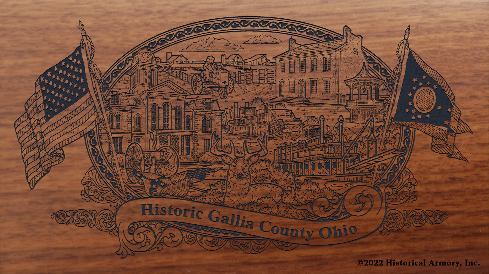 Gallia County Ohio Engraved Rifle Buttstock