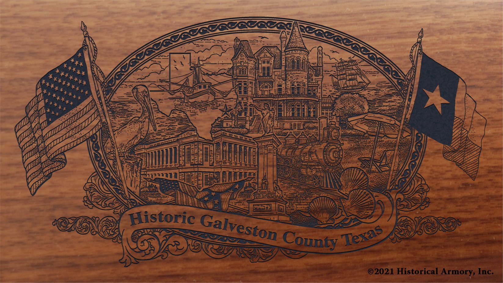 Engraved artwork | History of Galveston County Texas | Historical Armory