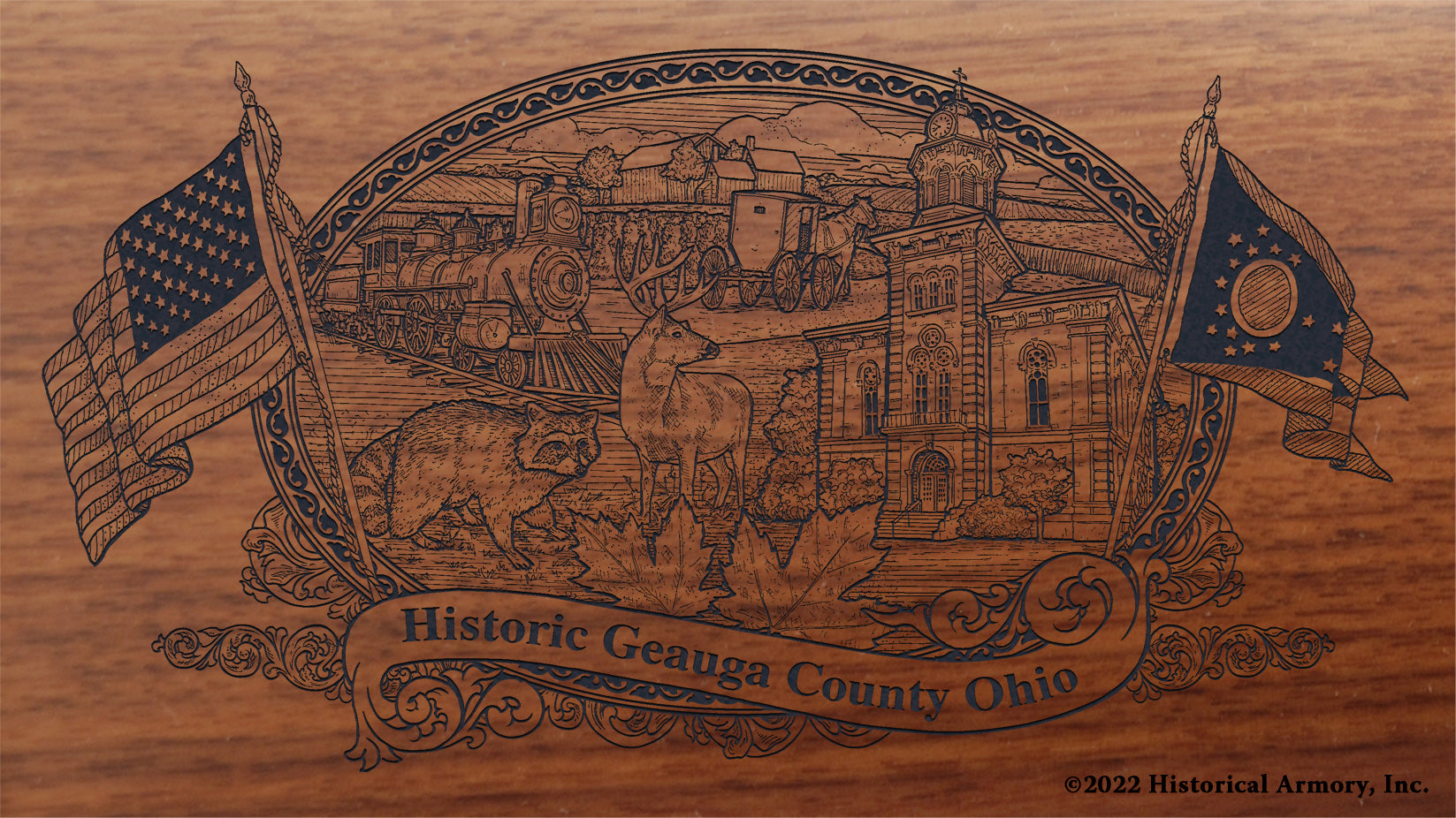 Geauga County Ohio Engraved Rifle Buttstock