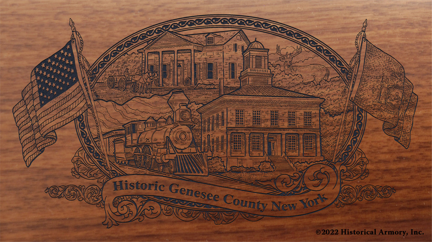 Genesee County New York Engraved Rifle Buttstock