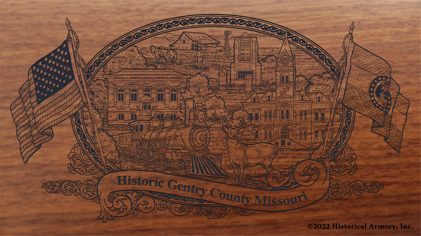 Gentry County Missouri Engraved Rifle Buttstock