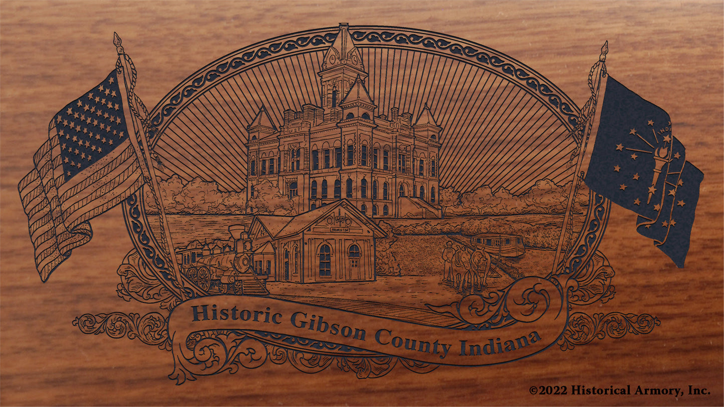 Gibson County Indiana Engraved Rifle Buttstock