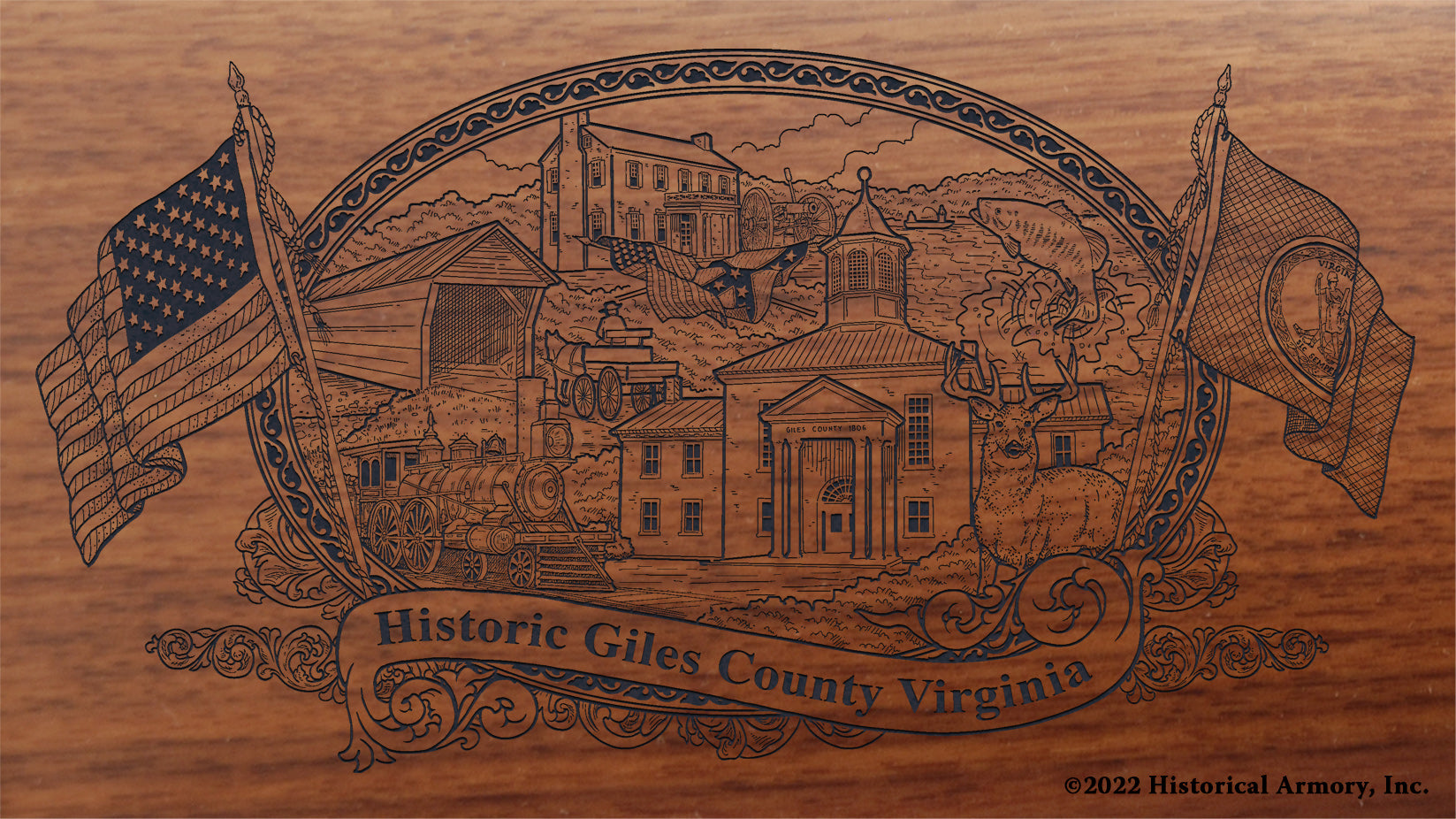 Giles County Virginia Engraved Rifle Buttstock