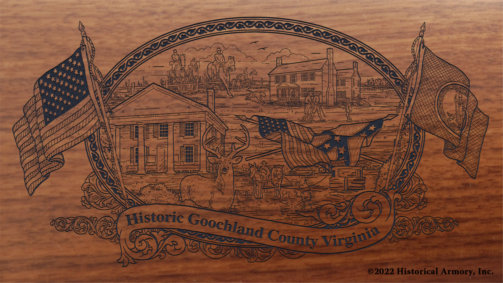 Goochland County Virginia Engraved Rifle Buttstock