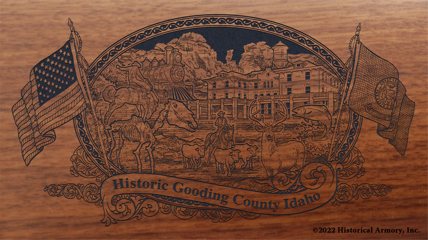 Gooding County Idaho Engraved Rifle Buttstock
