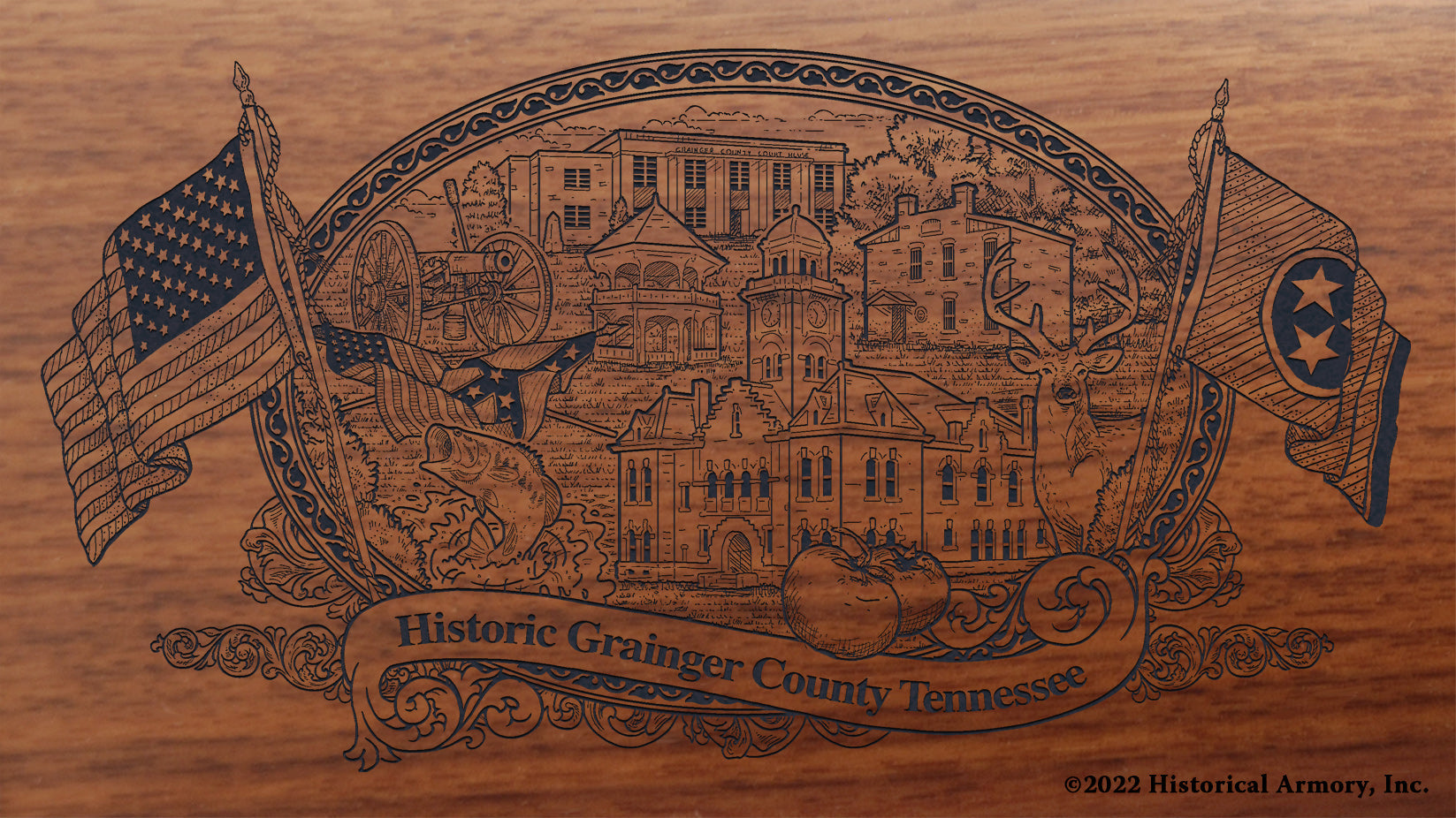 Grainger County Tennessee Engraved Rifle Buttstock