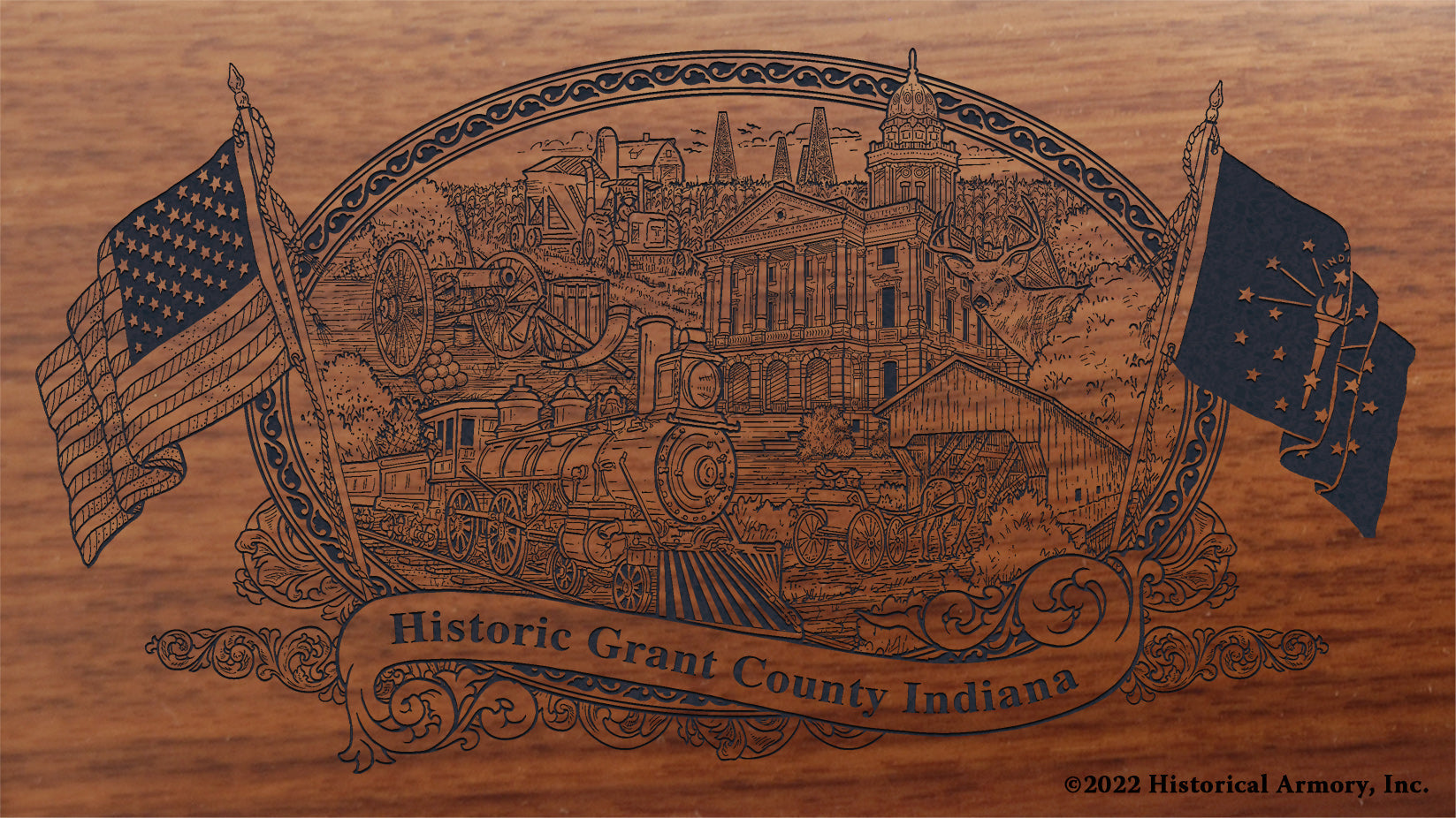 Grant County Indiana Engraved Rifle Buttstock
