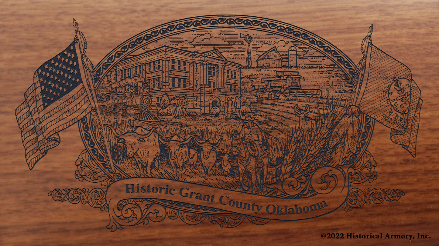 Grant County Oklahoma Engraved Rifle Buttstock