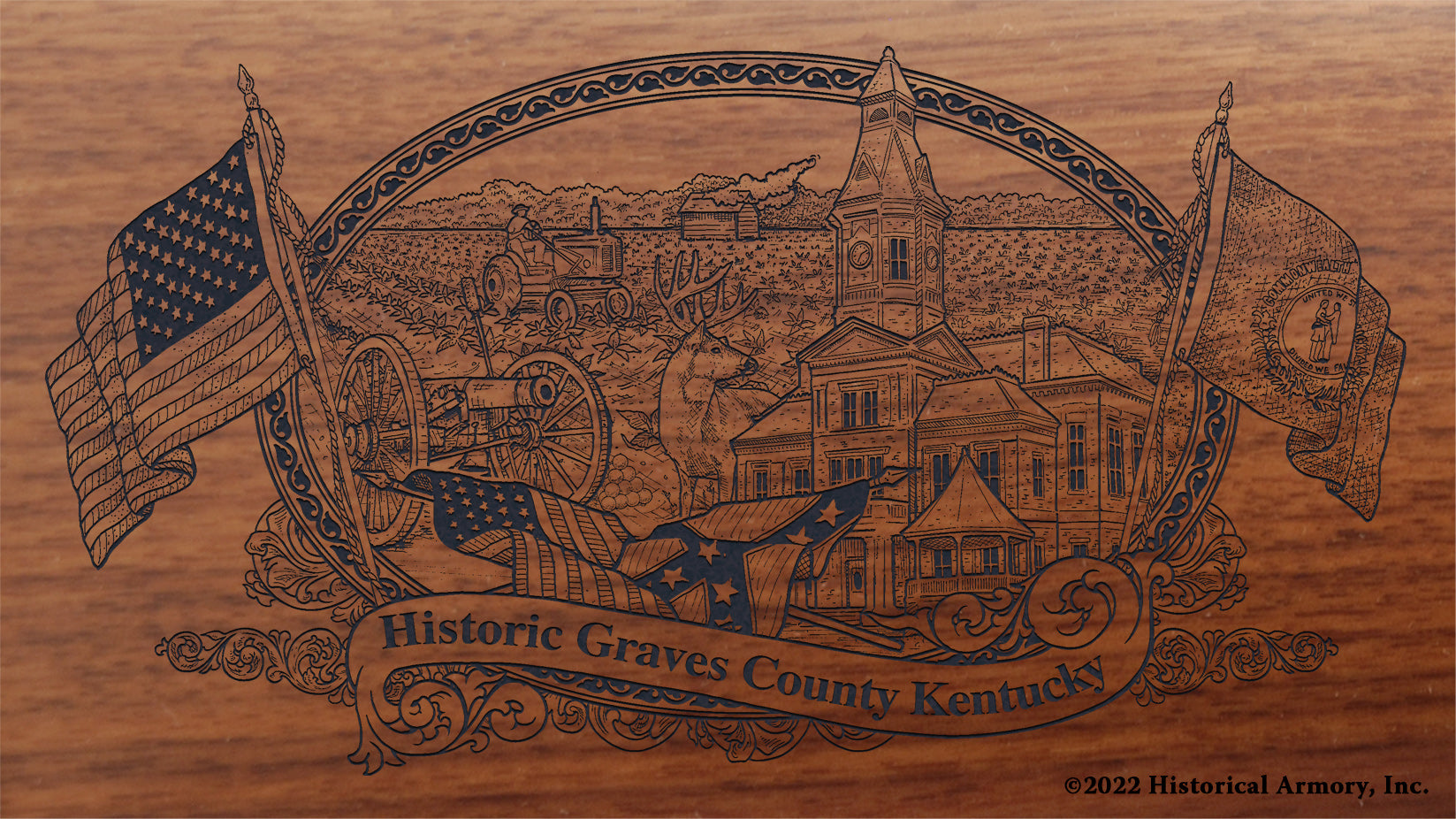 Graves County Kentucky Engraved Rifle Buttstock