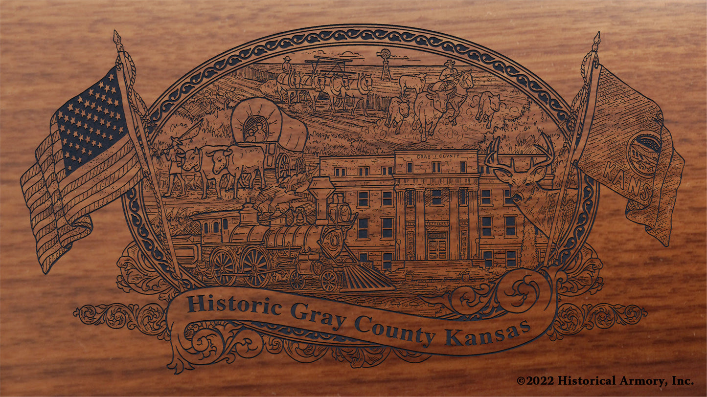 Gray County Kansas Engraved Rifle Buttstock