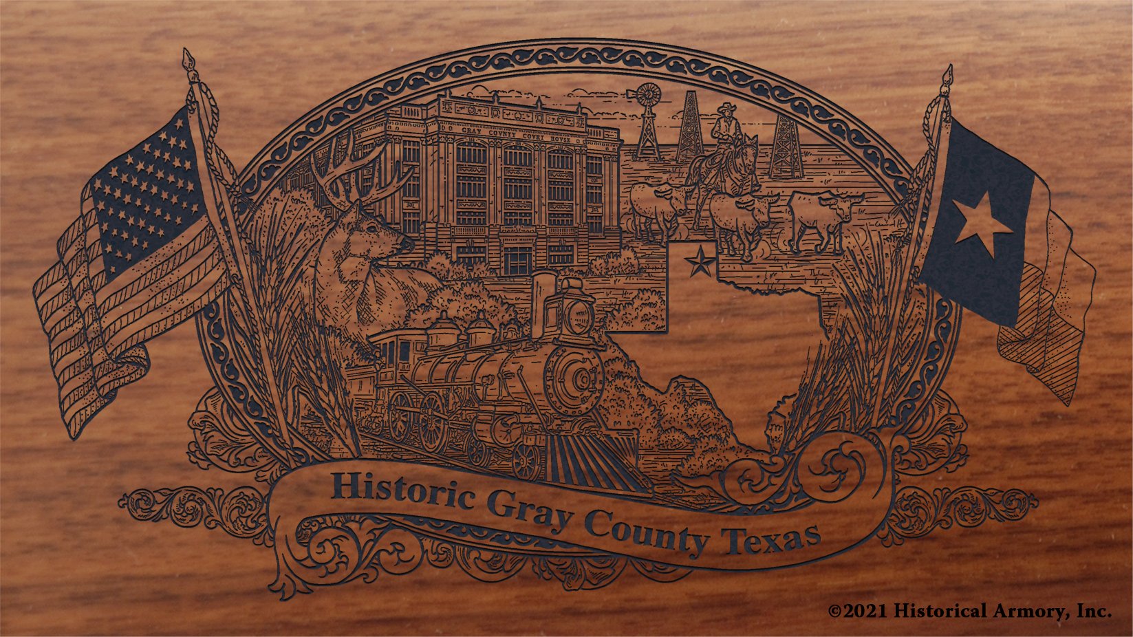 Engraved artwork | History of Gray County Texas | Historical Armory