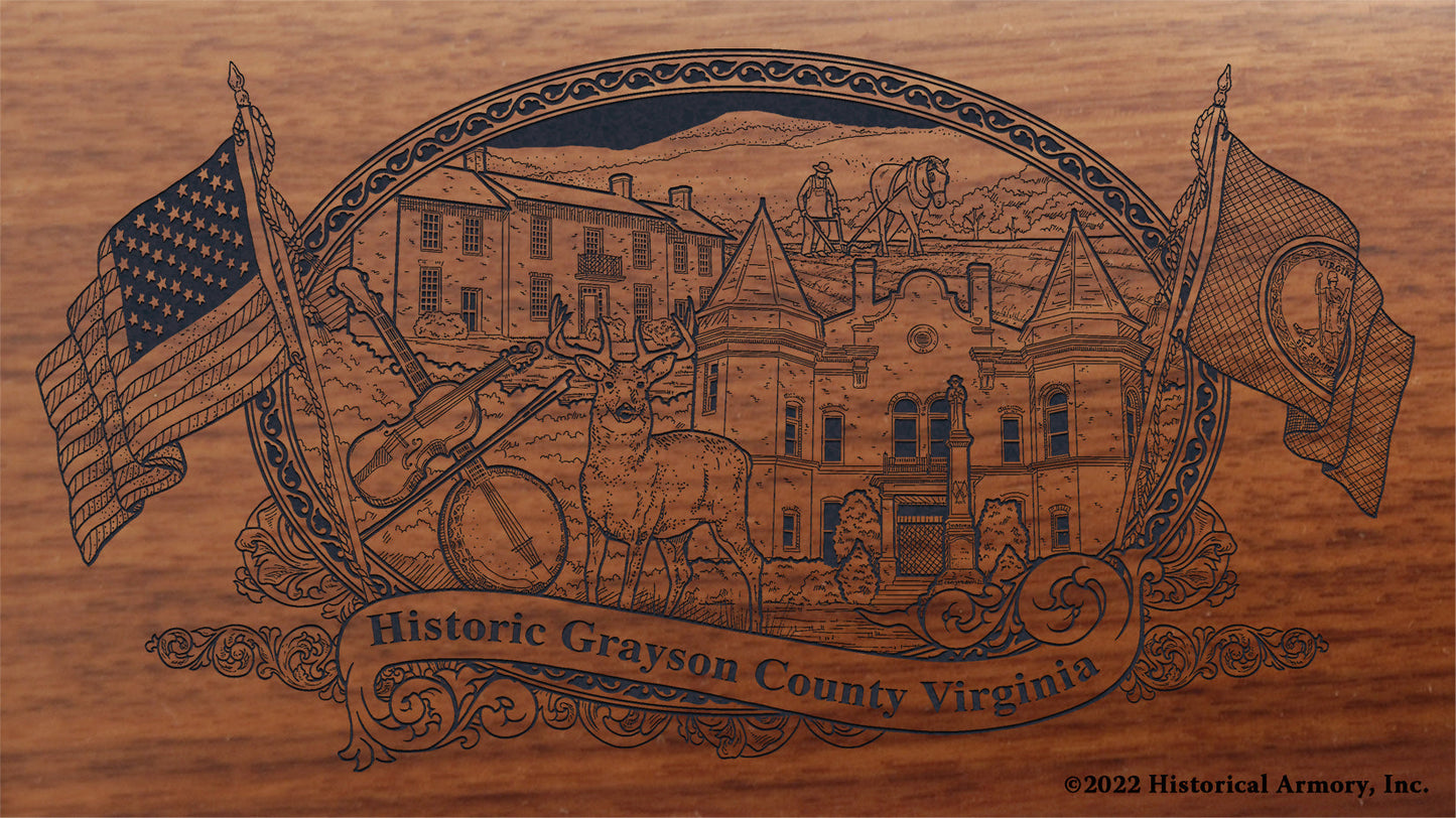 Grayson County Virginia Engraved Rifle Buttstock