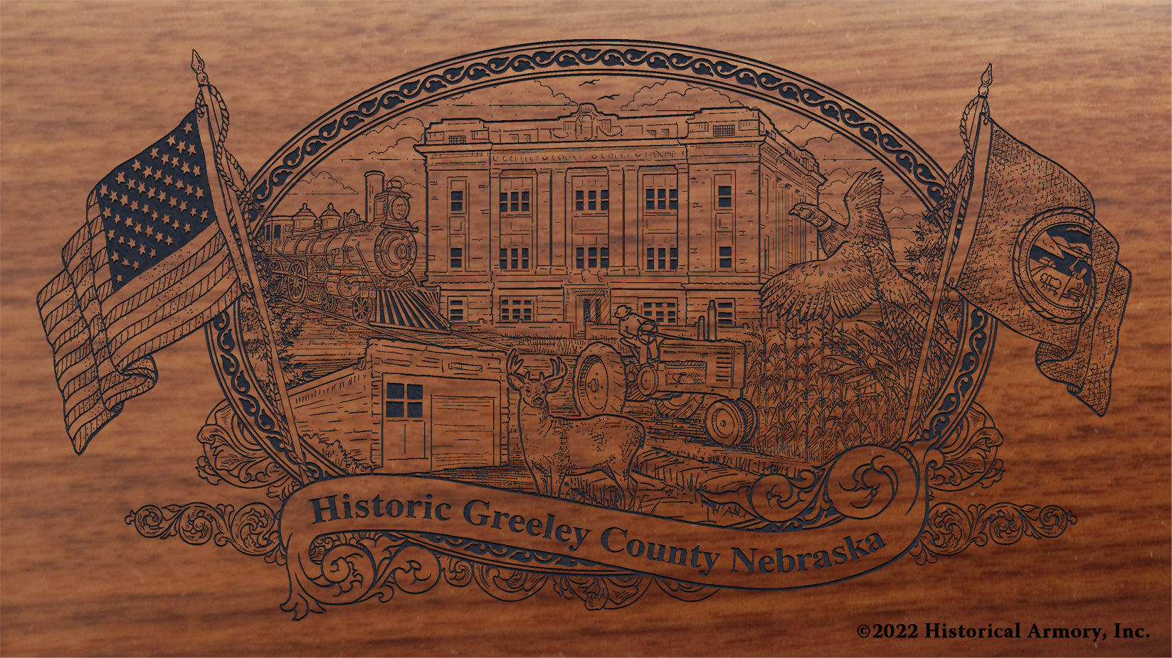 Greeley County Nebraska Engraved Rifle Buttstock