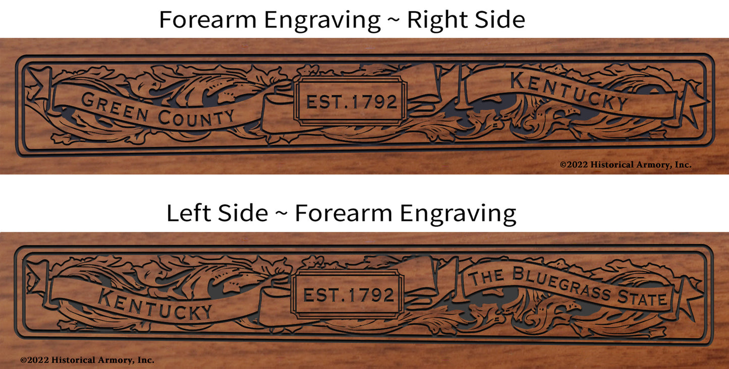 Green County Kentucky Engraved Rifle Forearm