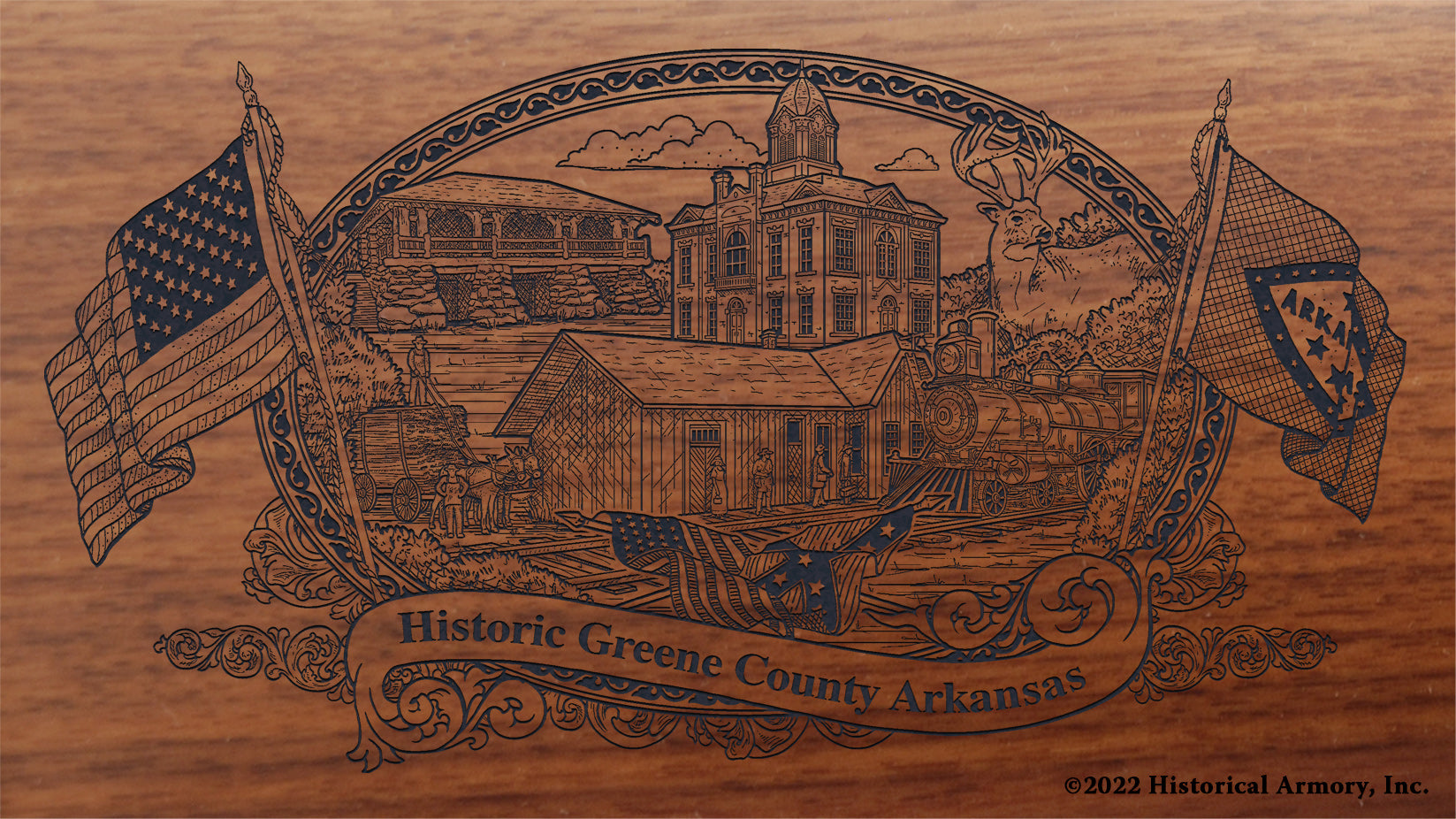 Greene County Arkansas Engraved Rifle Buttstock