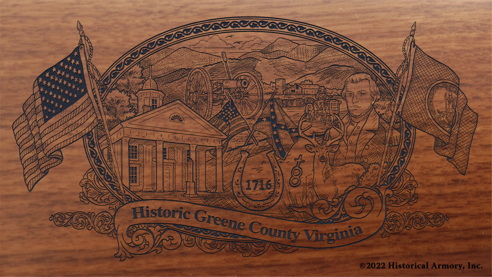 Greene County Virginia Engraved Rifle Buttstock