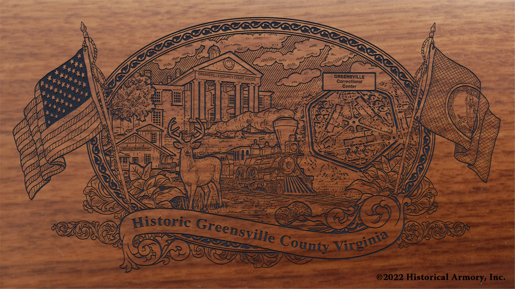 Greensville County Virginia Engraved Rifle Buttstock