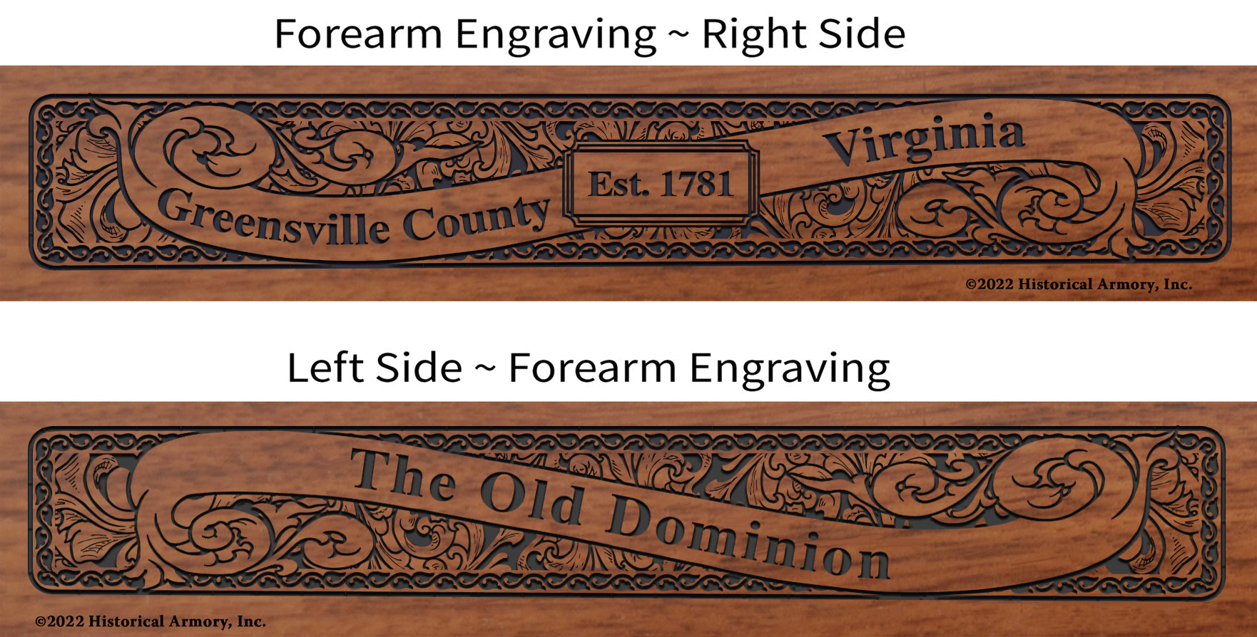 Greensville County Virginia Engraved Rifle Forearm