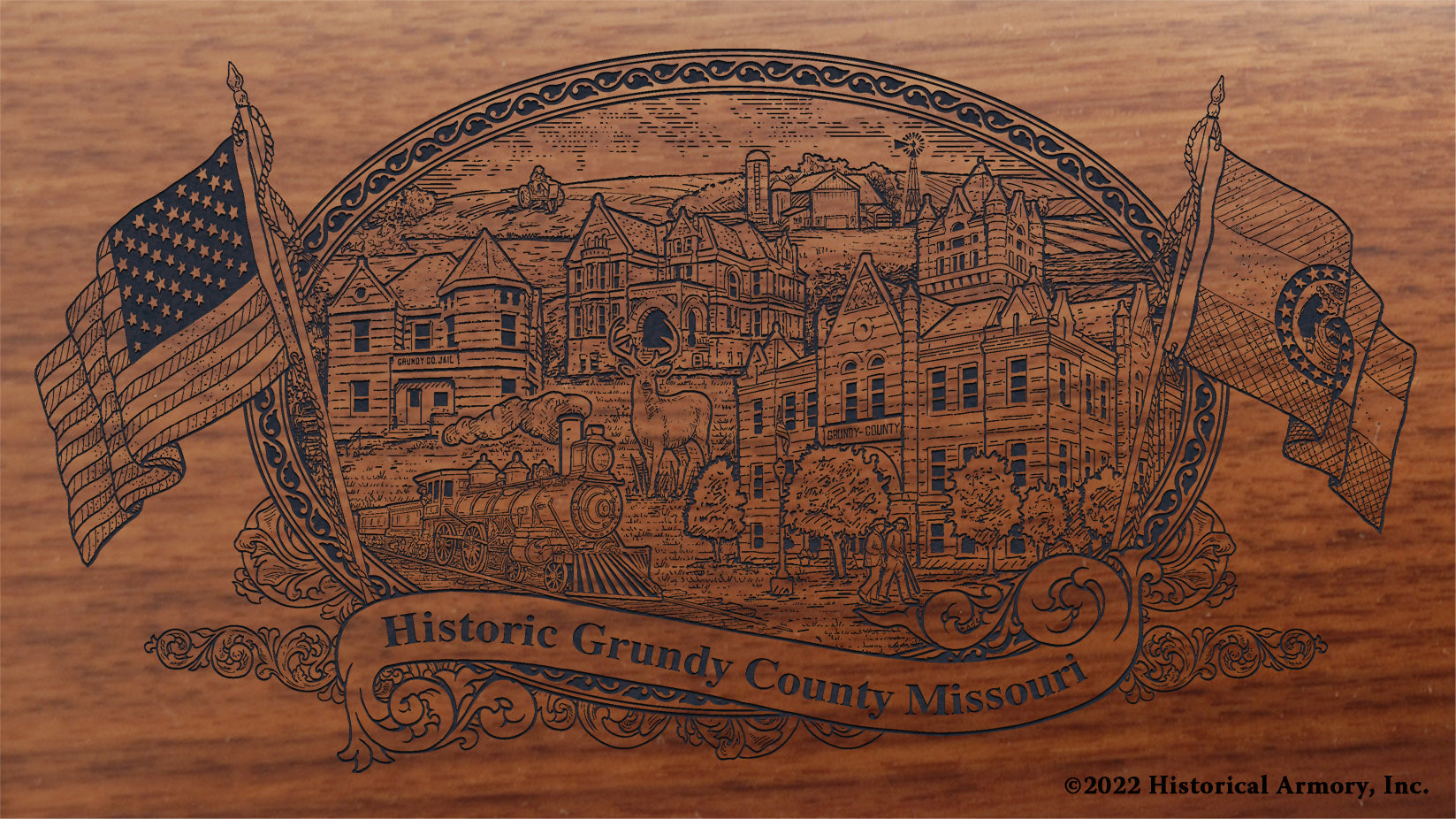 Grundy County Missouri Engraved Rifle Buttstock