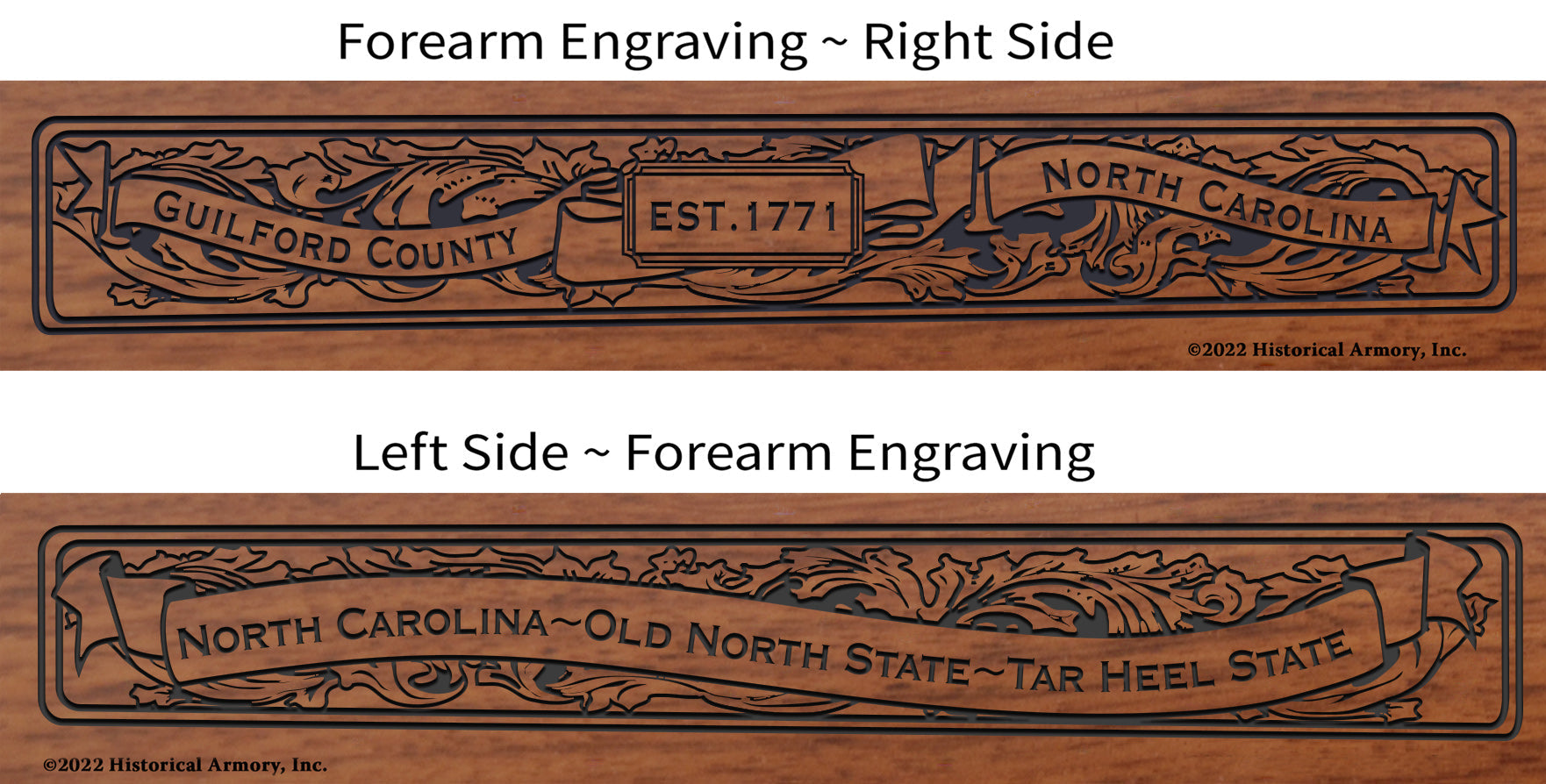 Guilford County North Carolina Engraved Rifle Forearm