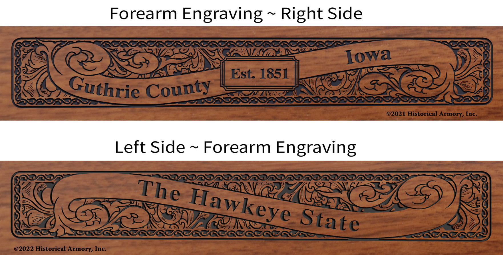 Guthrie County Iowa Engraved Rifle Forearm