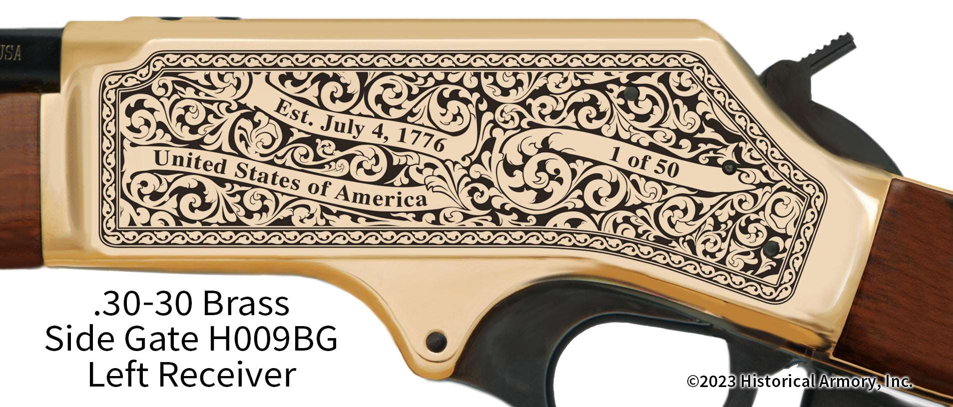 Caddo County Oklahoma Engraved Henry .30-30 Brass Side Gate Rifle