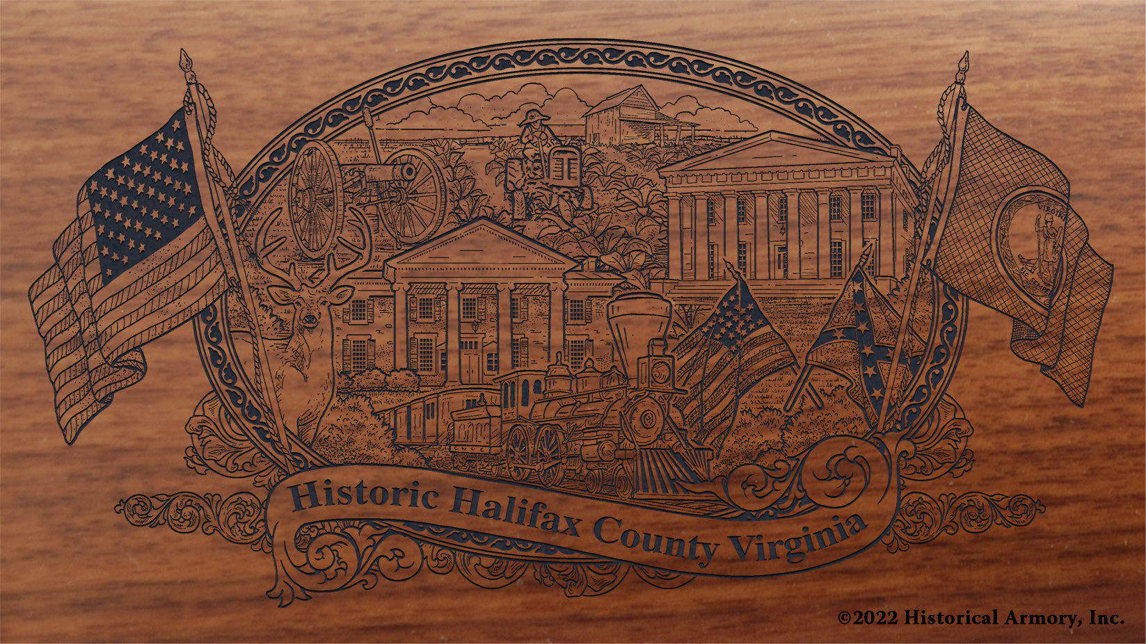 Halifax County Virginia Engraved Rifle Buttstock