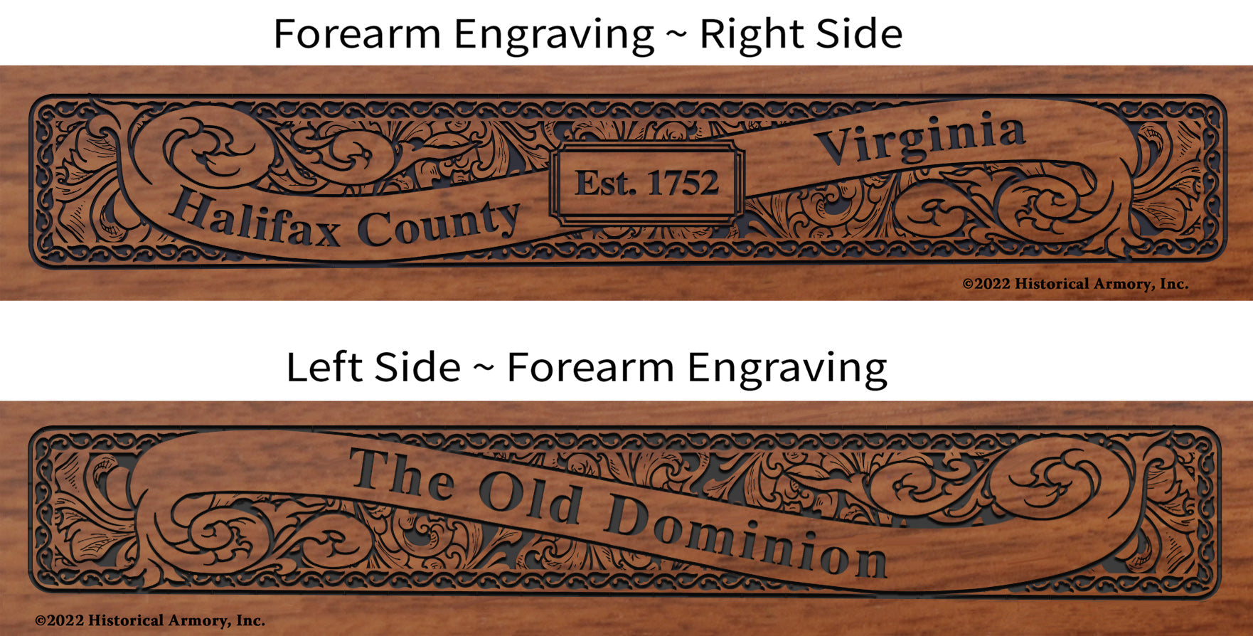 Halifax County Virginia Engraved Rifle Forearm