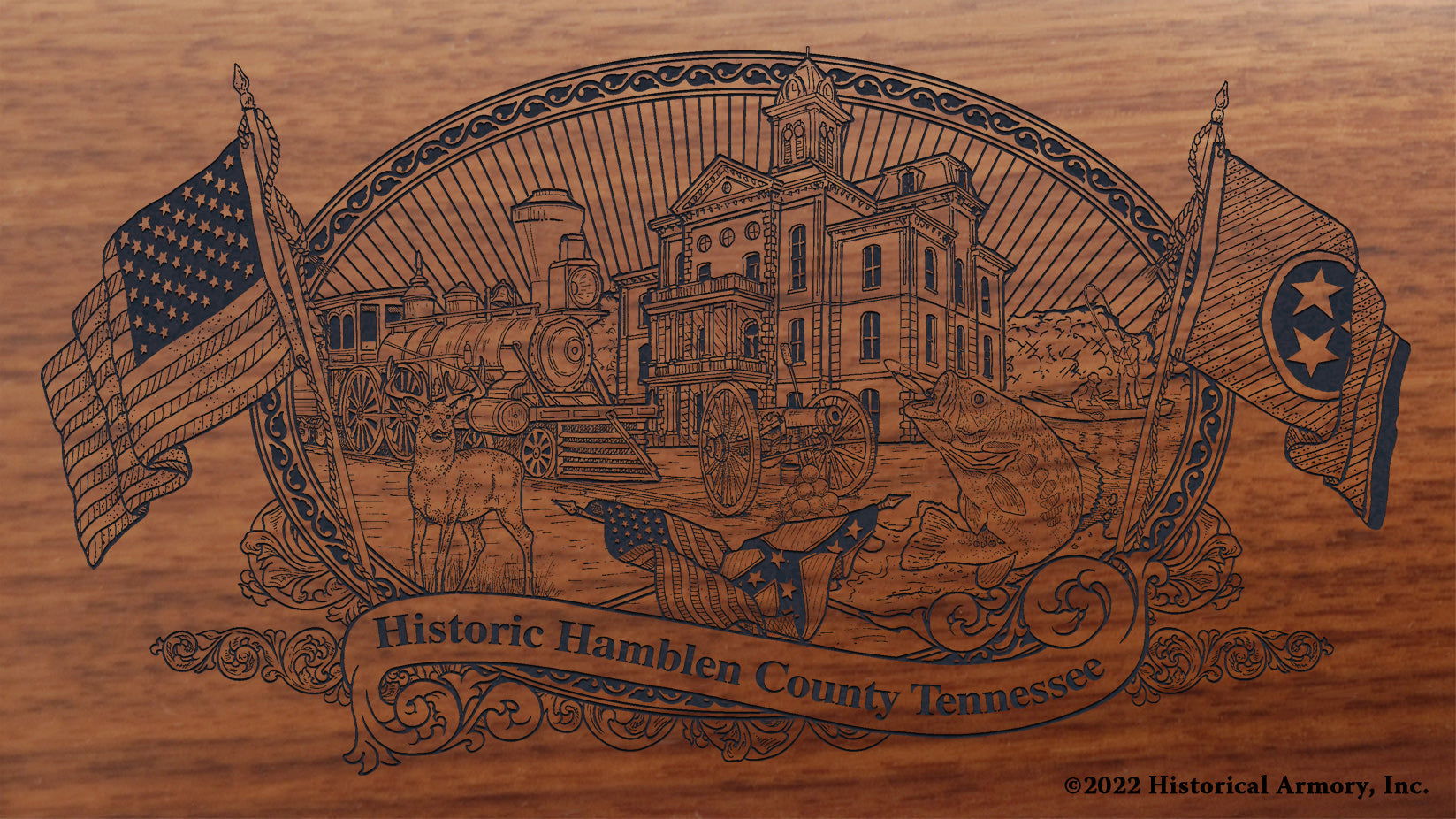 Hamblen County Tennessee Engraved Rifle Buttstock