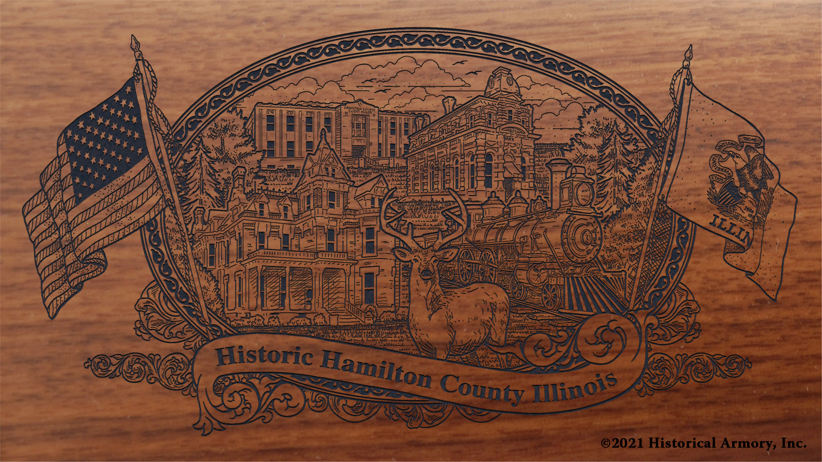 Engraved artwork | History of Hamilton County Illinois | Historical Armory