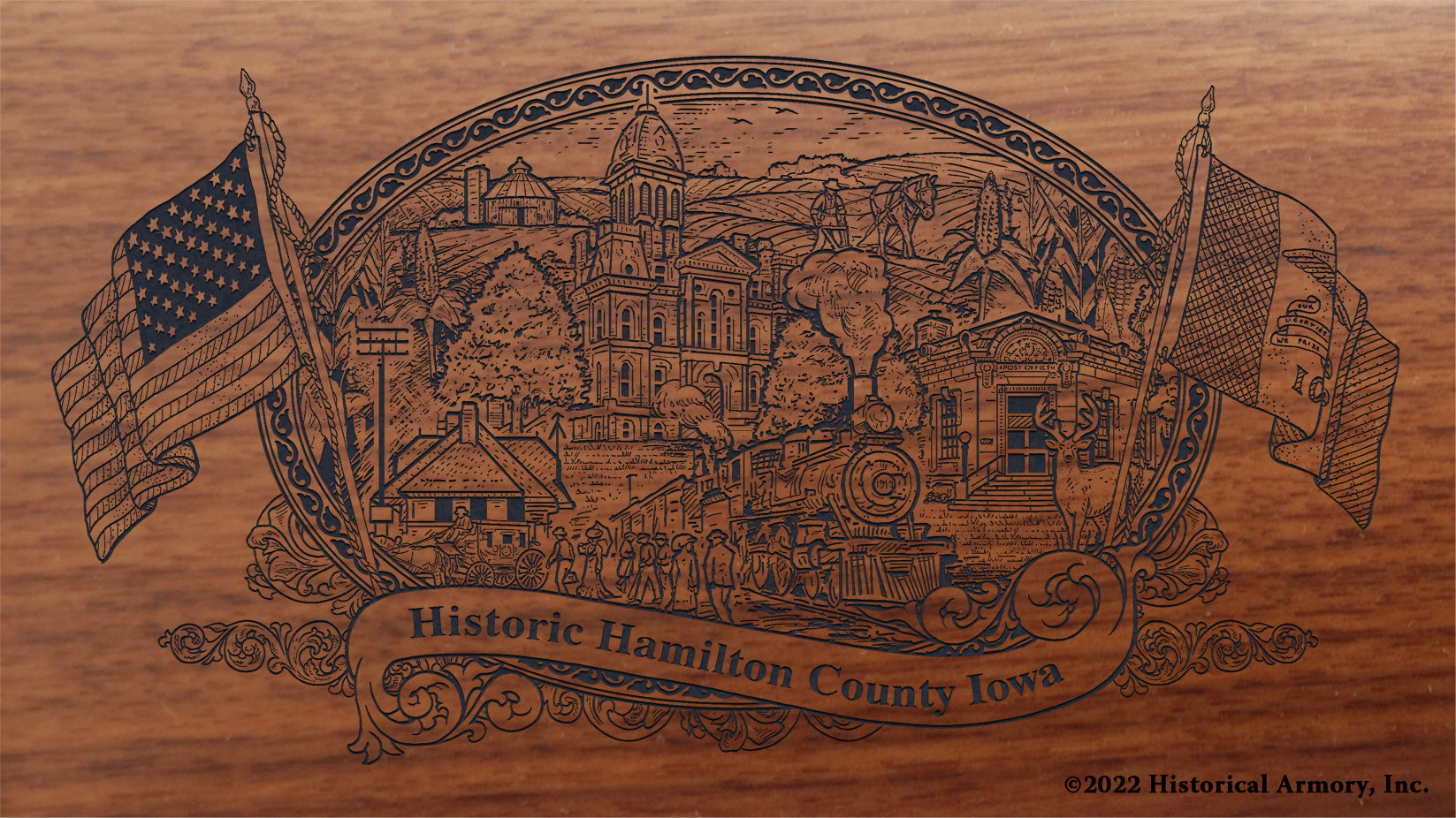 Hamilton County Iowa Engraved Rifle Buttstock