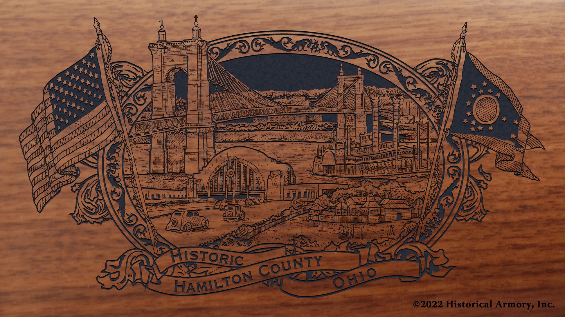 Hamilton County Ohio Engraved Rifle Buttstock