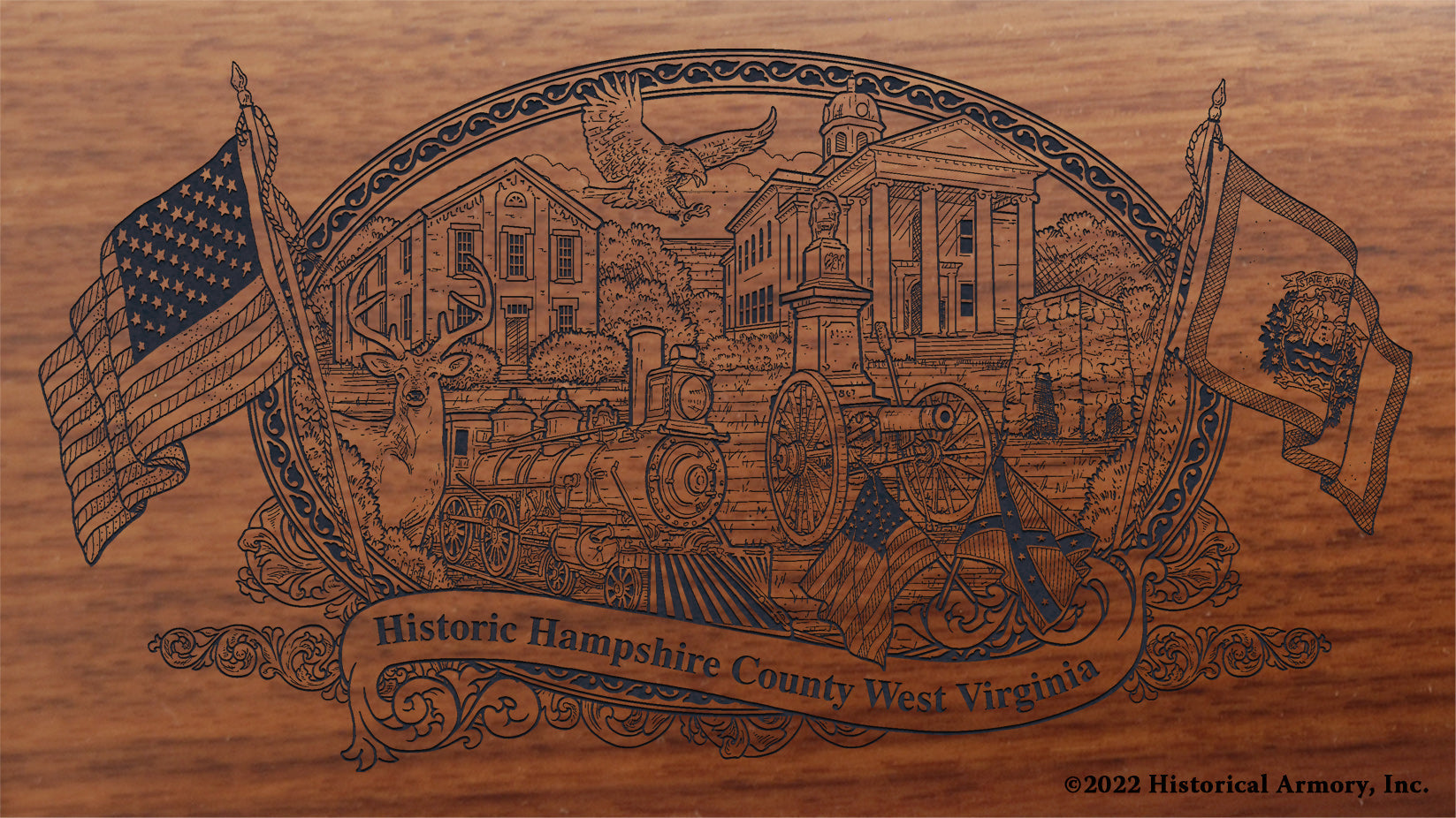 Hampshire County West Virginia Engraved Rifle Buttstock