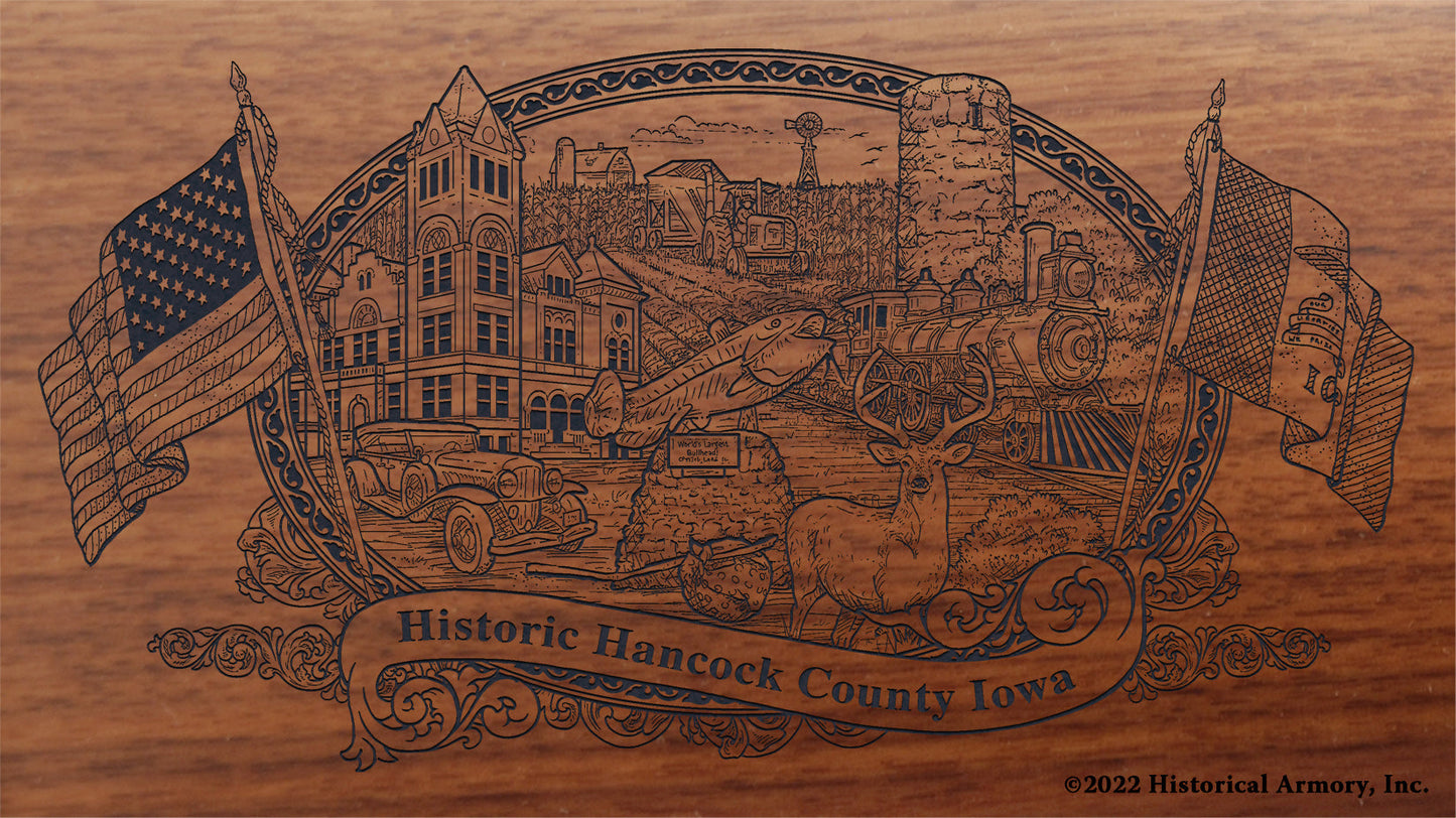 Hancock County Iowa Engraved Rifle Buttstock