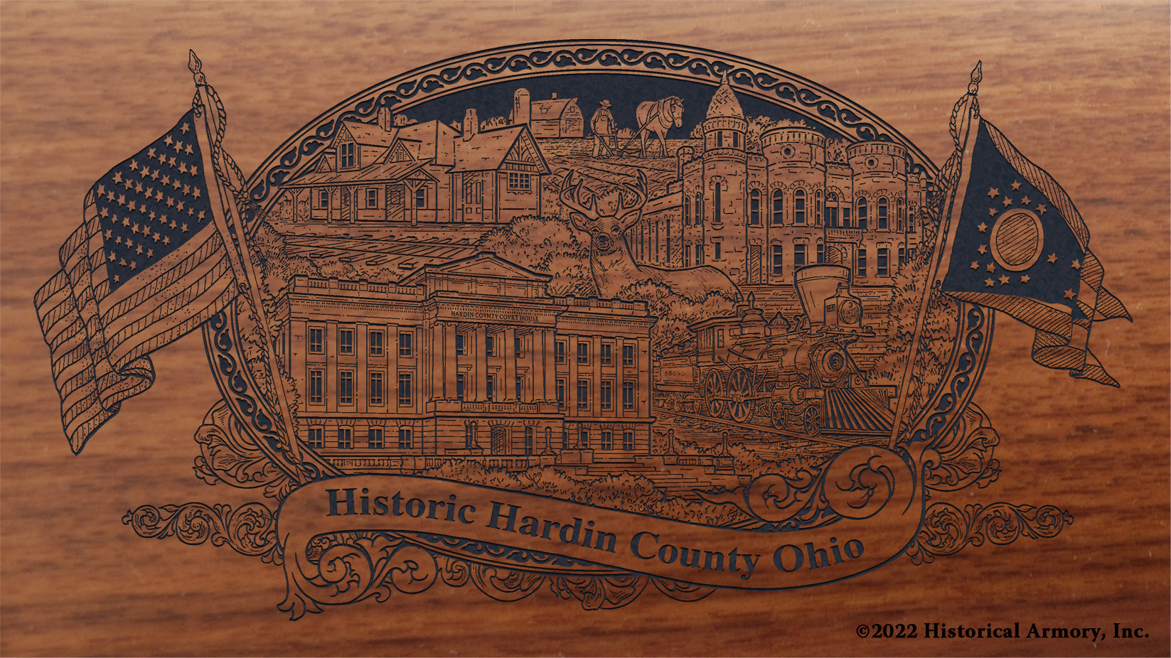 Hardin County Ohio Engraved Rifle Buttstock