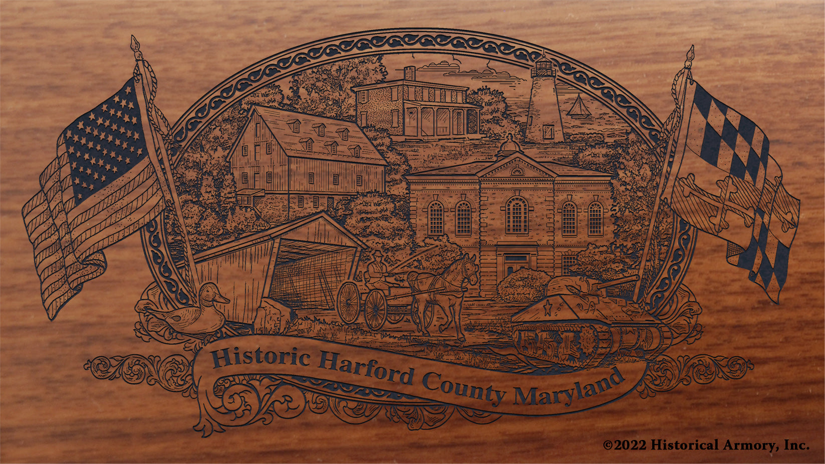 Harford County Maryland Engraved Rifle Buttstock