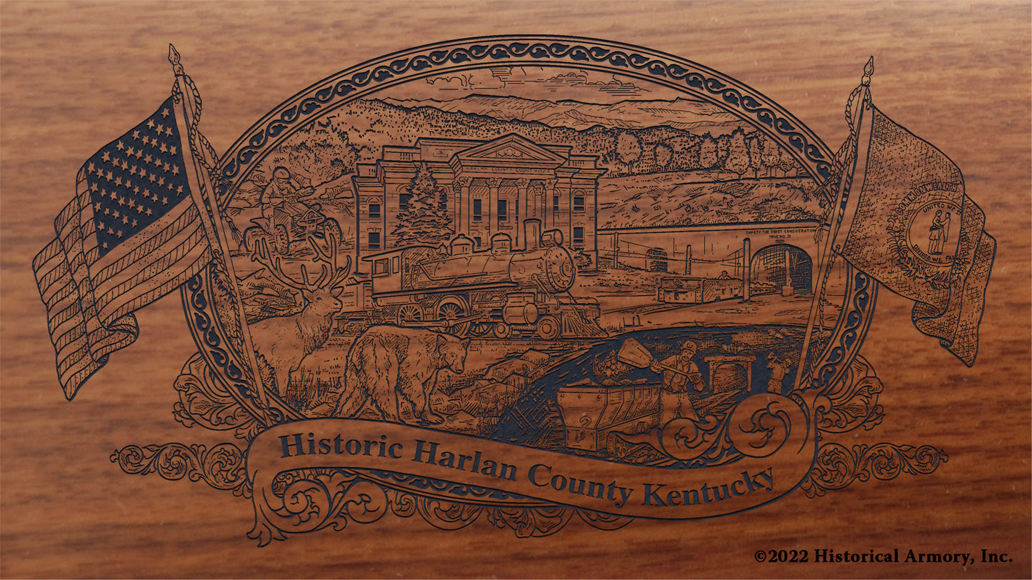 Harlan County Kentucky Engraved Rifle Buttstock