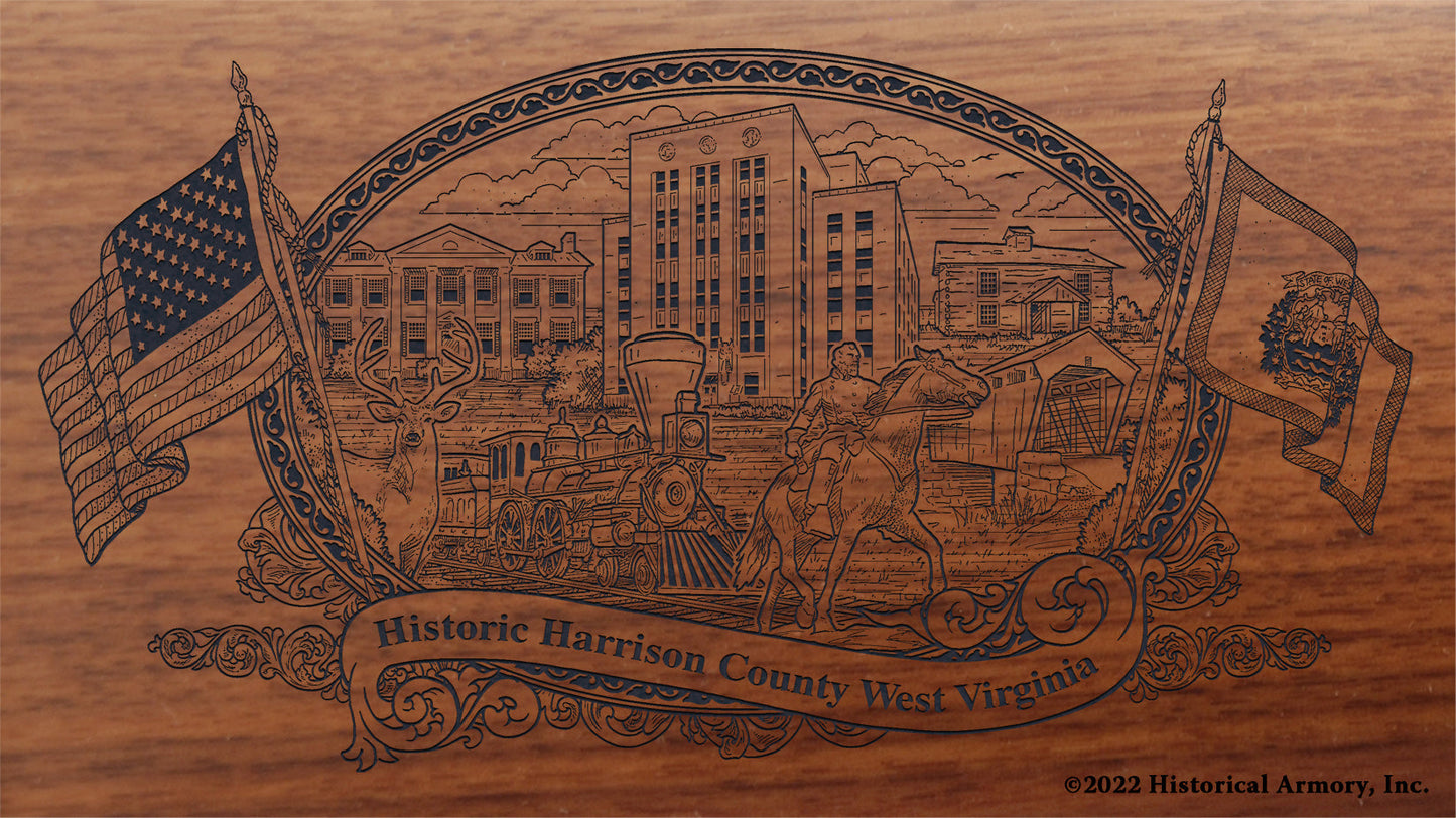Harrison County West Virginia Engraved Rifle Buttstock