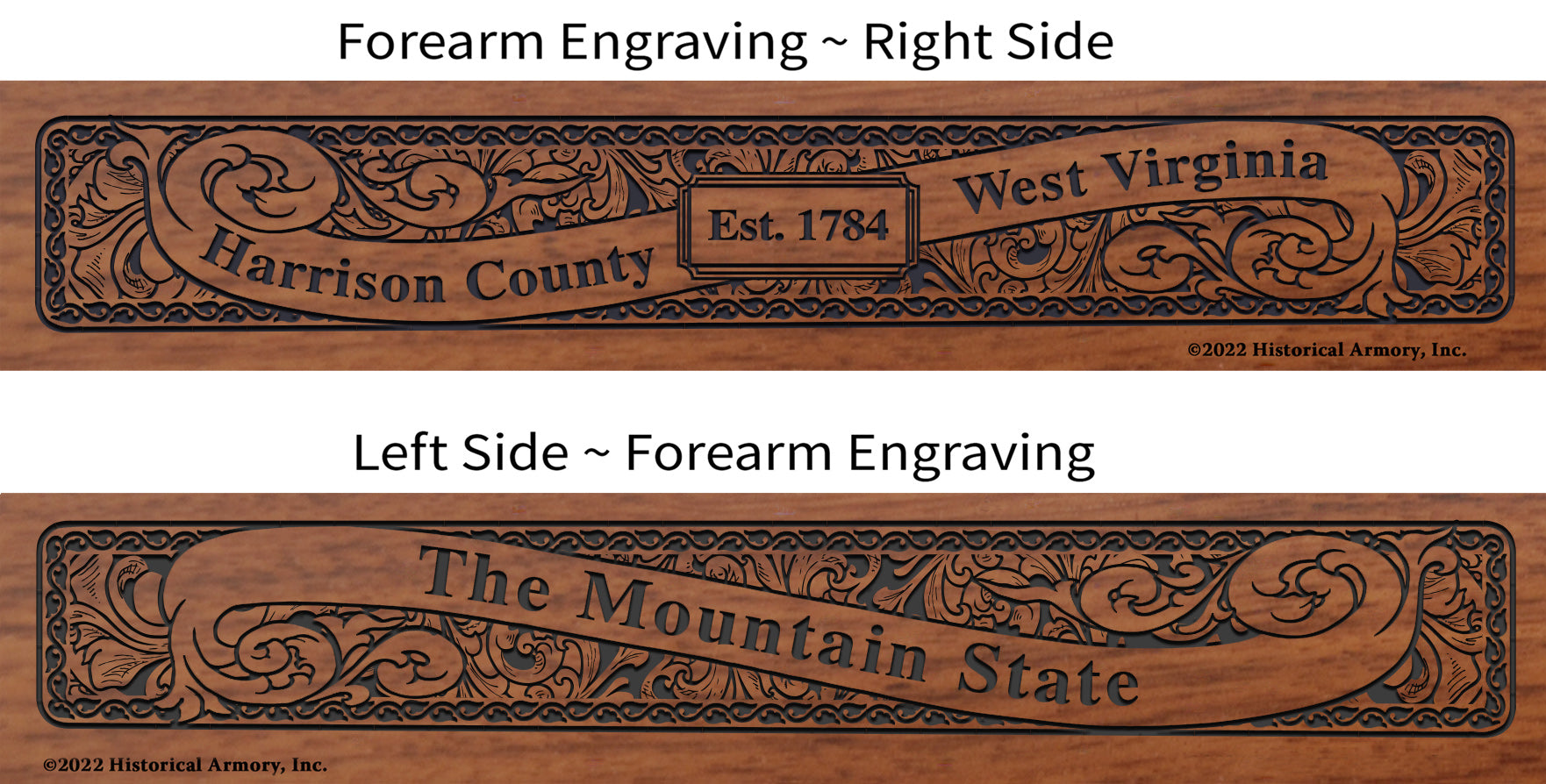 Harrison County West Virginia Engraved Rifle Forearm