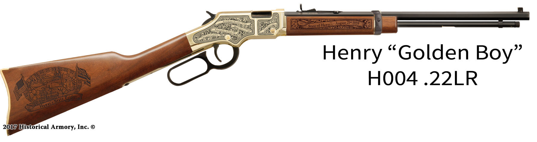 Hawaii State Pride Engraved Golden Boy Henry Rifle